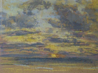 Studie oblohy se zapadajícím sluncem, c.1862-70 (pastel na papíře)